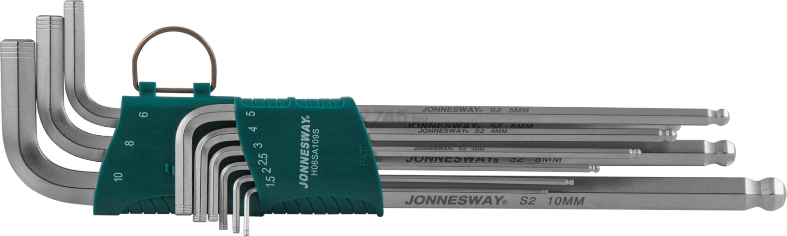 Набор ключей шестигранных 1,5-10 мм 9 предметов удлиненных с шариком JONNESWAY (H06SA109S)