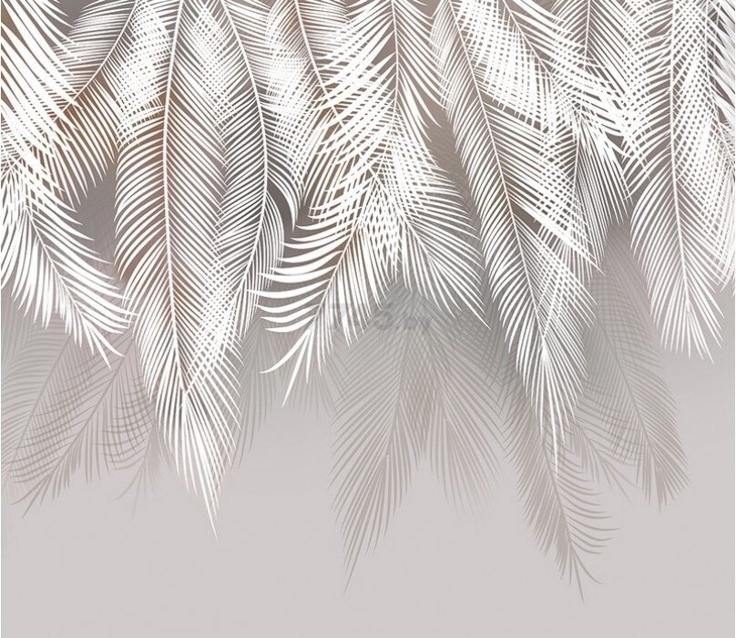 Фотообои флизелиновые CITYDECOR Пальмовые листья светло-серые 300х260 см