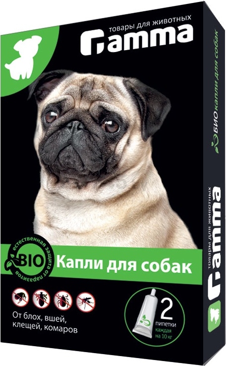 Биокапли от блох и клещей для собак GAMMA 2 пипетки (12302001)