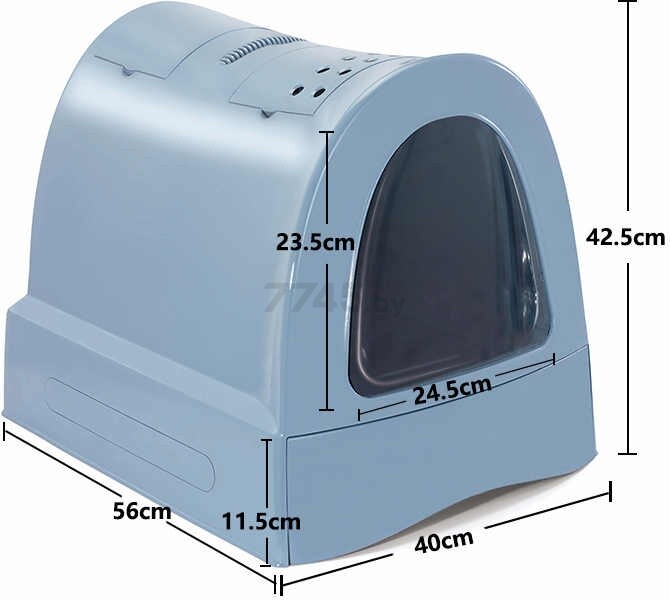 Туалет-домик для кошек 56х40х42,5 см IMAC Zuma морозный голубой (83483) - Фото 3
