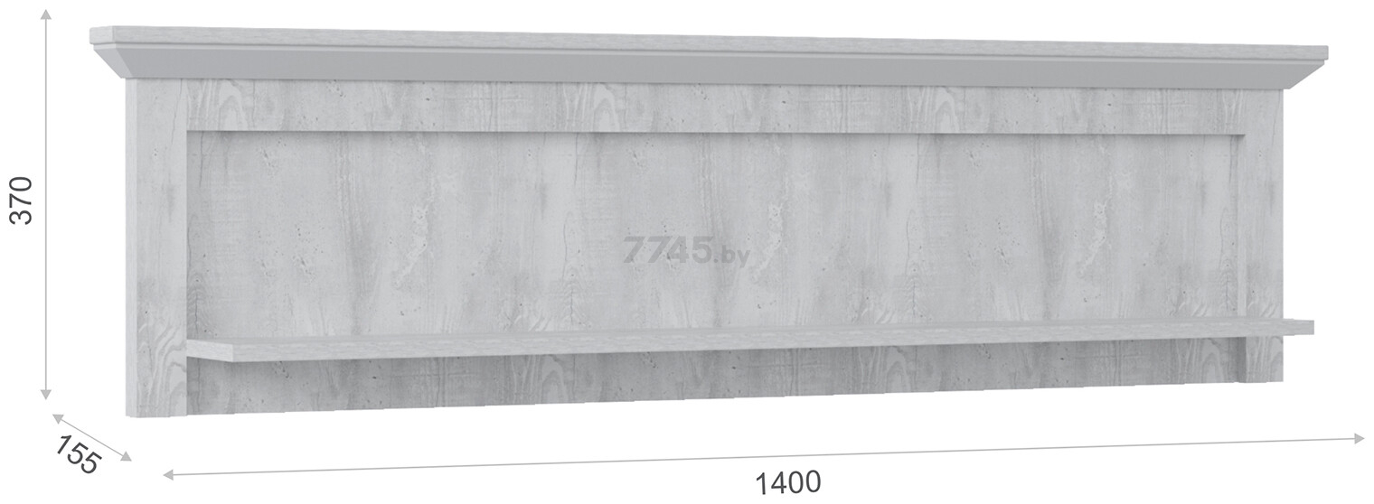 Полка настенная ИМПЕРИАЛ Лорена бетон пайн белый 140х15,5х37 см - Фото 2