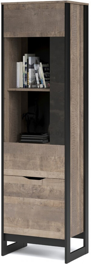 Шкаф-витрина ИМПЕРИАЛ Стокгольм высокая 1д1в ПР дуб гранж песочный/железный камень 57х40х195 см