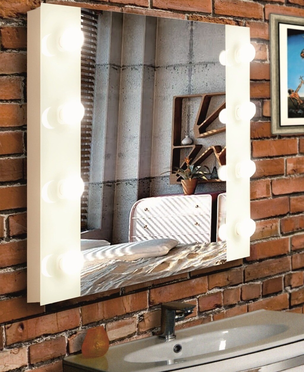 Зеркало для ванной с подсветкой КОНТИНЕНТ Гримерное Этюд 800х600 (ЗГП02) - Фото 2
