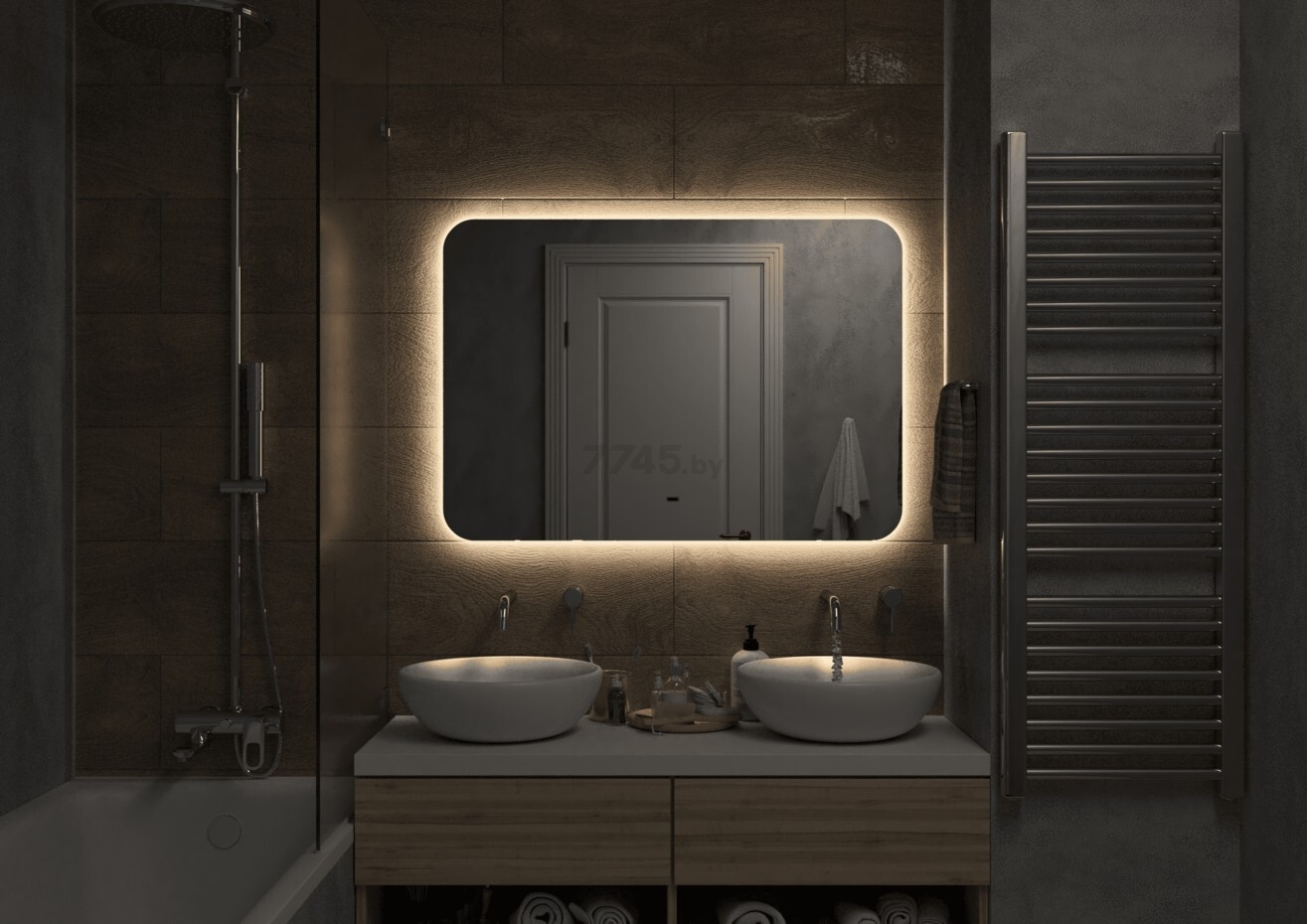 Зеркало для ванной с подсветкой КОНТИНЕНТ Burzhe LED 600х700 ореольная холодная подсветка (ЗЛП531) - Фото 6