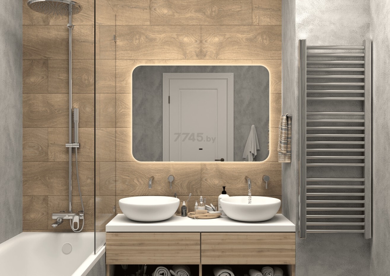 Зеркало для ванной с подсветкой КОНТИНЕНТ Burzhe LED 600х700 ореольная холодная подсветка (ЗЛП531) - Фото 5