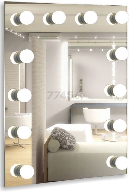 Зеркало для ванной с подсветкой КОНТИНЕНТ Гримерное Бриджит 600х800 (ЗГП03) - Фото 3