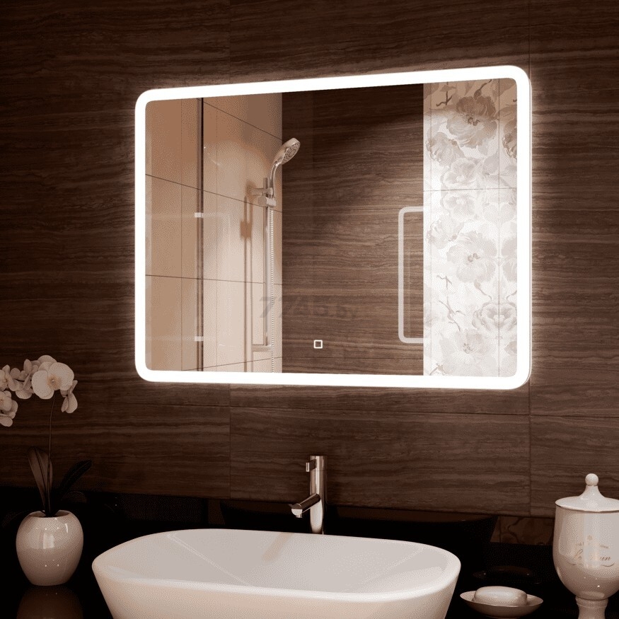 Зеркало для ванной с подсветкой КОНТИНЕНТ Demure LED 900х700 с многофункциональной панелью и подогревом (ЗЛП448) - Фото 9