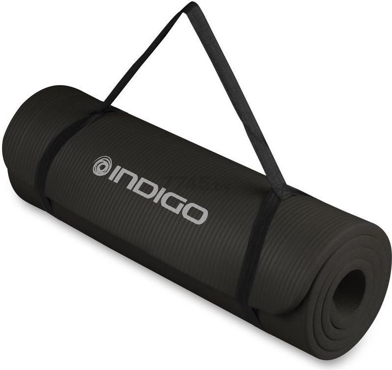 Коврик для йоги INDIGO IN104 NBR черный 173х61х1,0 см (IN104-1,0-BK) - Фото 2