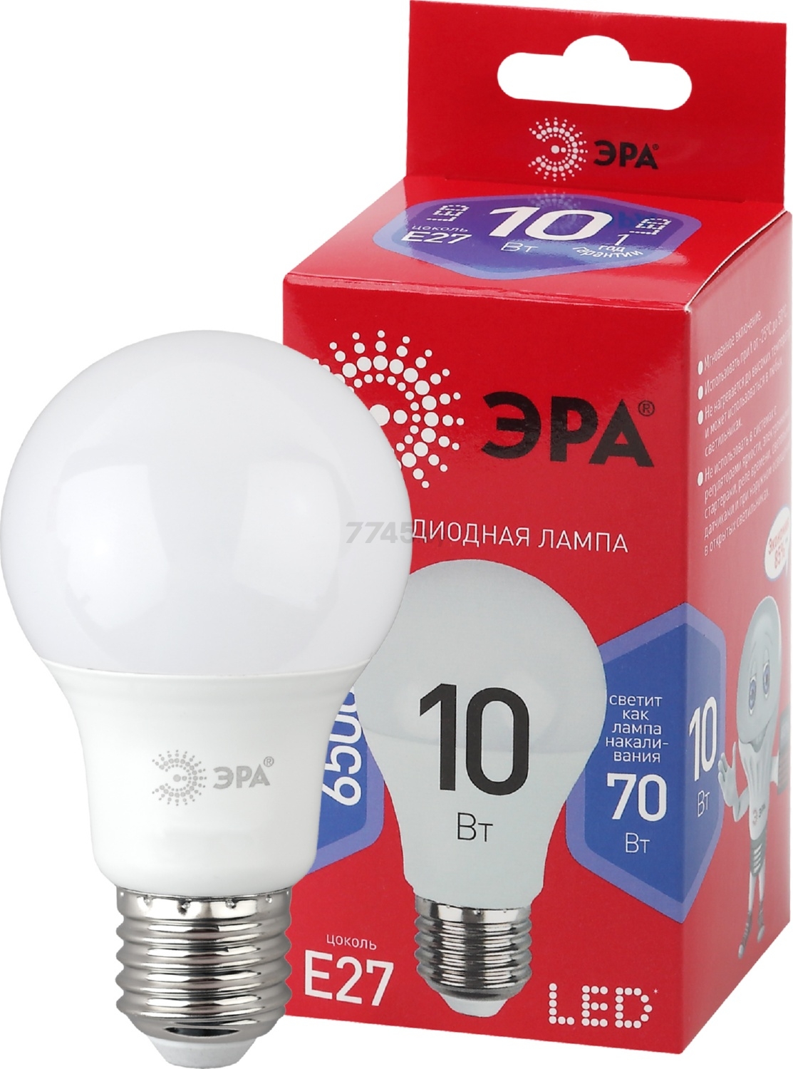 Лампа светодиодная Е27 ЭРА Red Line LED A60 10 Вт 6500 К - Фото 2
