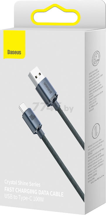 Кабель BASEUS CAJY000401 Crystal Shine Series Fast Charging Data Cable USB to Type-C 100W 1.2m Black - Фото 11
