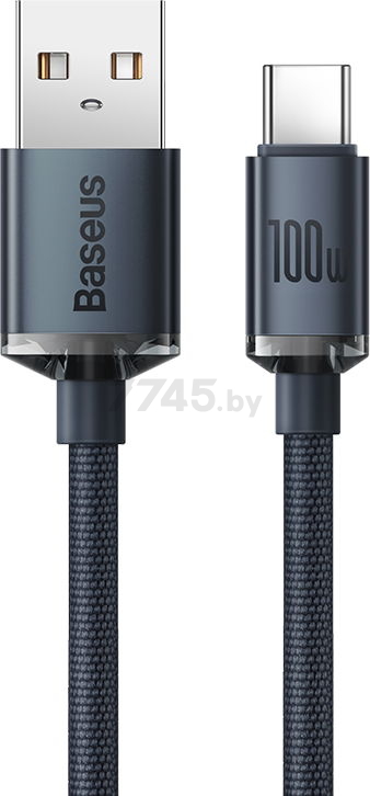 Кабель BASEUS CAJY000401 Crystal Shine Series Fast Charging Data Cable USB to Type-C 100W 1.2m Black - Фото 2