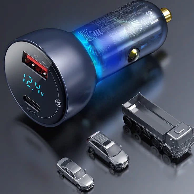 Автомобильное зарядное устройство BASEUS Particular Digital Display Dark blue (CCKX-C0A) - Фото 10