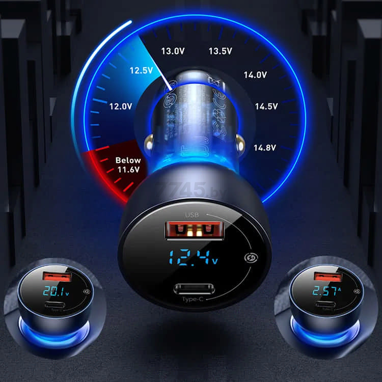 Автомобильное зарядное устройство BASEUS Particular Digital Display Dark blue (CCKX-C0A) - Фото 11
