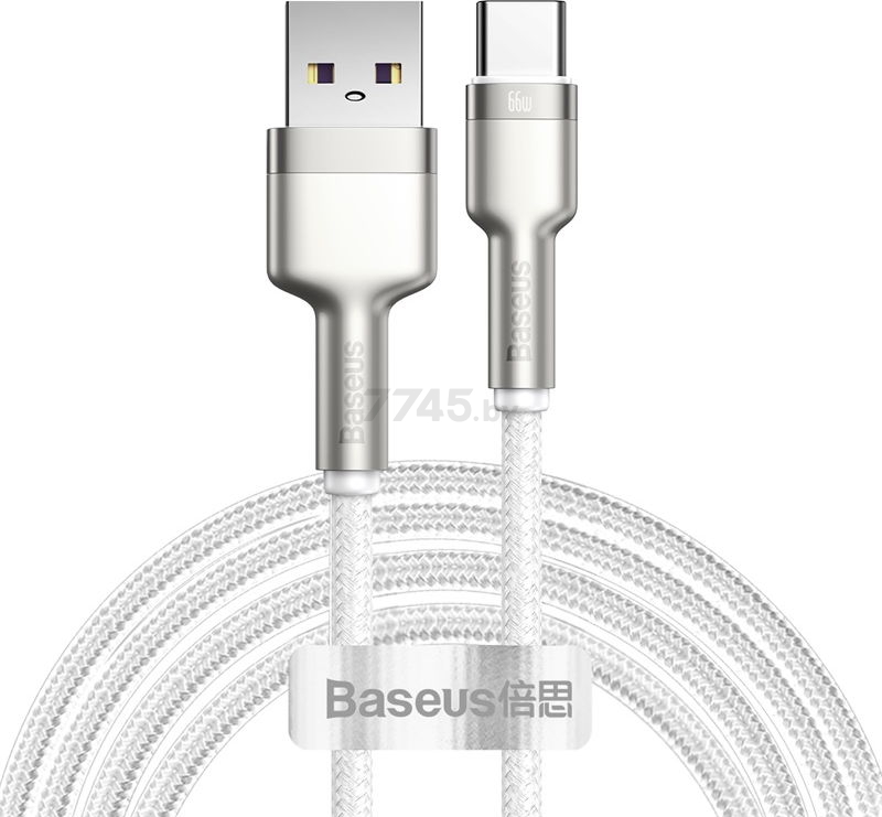 Кабель BASEUS CAKF000202 Cafule Series Metal Data Cable USB to Type-C 66W 2m White