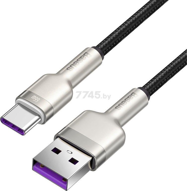 Кабель BASEUS CAKF000201 Cafule Series Metal Data Cable USB to Type-C 66W 2m Black - Фото 2