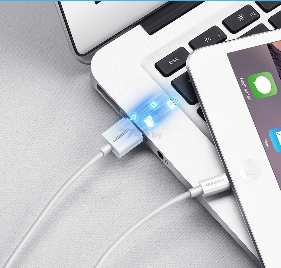 Кабель UGREEN US155-20728 USB-A 2.0 to Lightning Apple MFI certified 2,4A 1m White - Фото 9