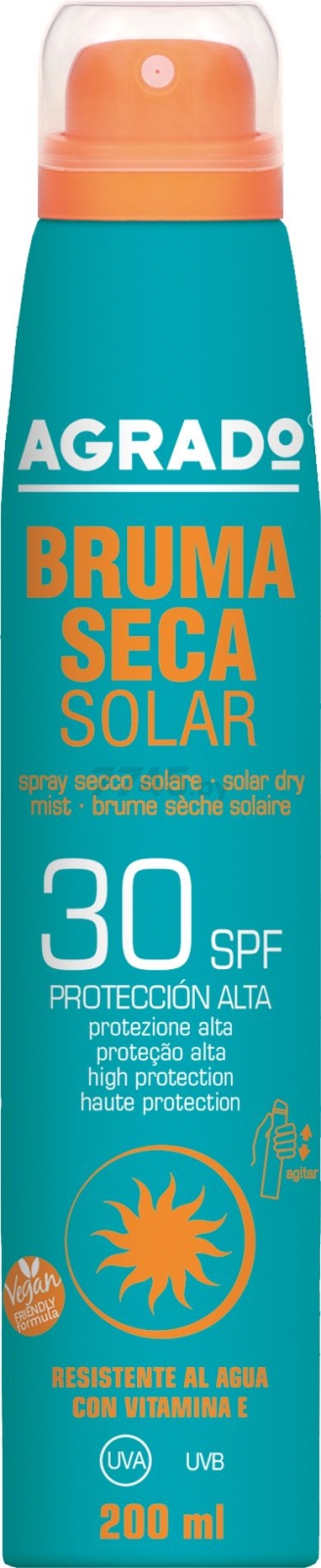 Мист сухой солнцезащитный AGRADO Solar Dry Mist SPF 30 200 мл (8433295060770)
