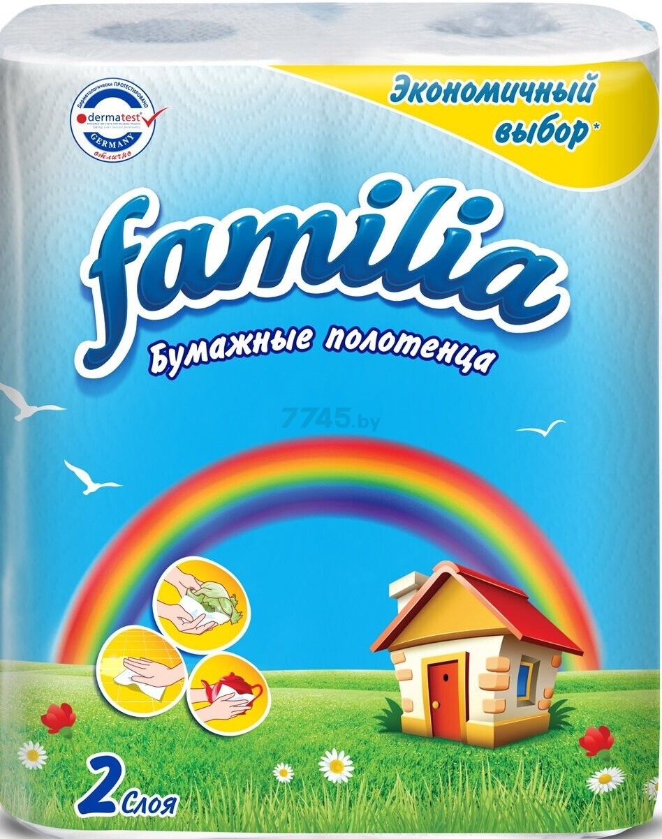 Полотенца бумажные FAMILIA Радуга 2 рулона (4604857000679)