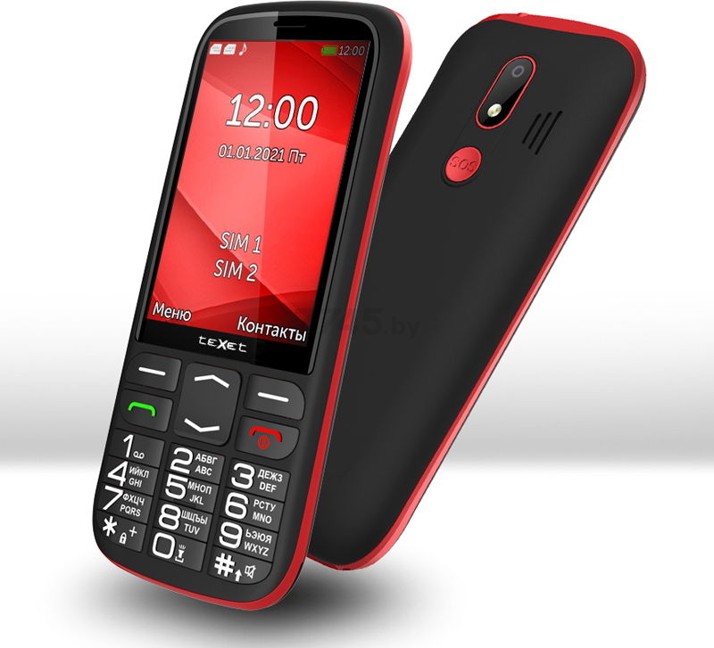 Мобильный телефон TEXET TM-B409 Black/Red - Фото 3