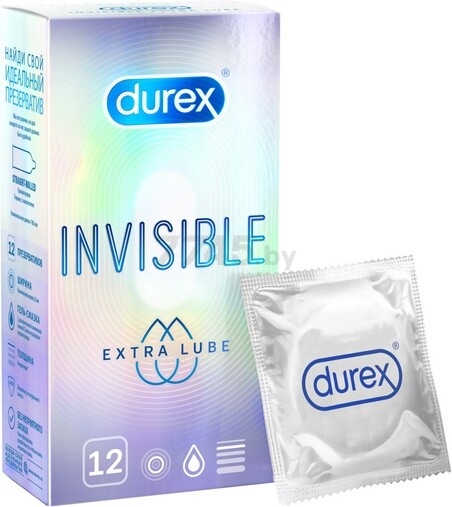 Презервативы DUREX Invisible Extra Lube 12 штук (9250437063)