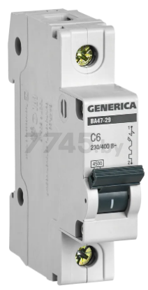 Автоматический выключатель GENERICA ВА47-29 1Р 6А 4,5кА С (MVA25-1-006-C)