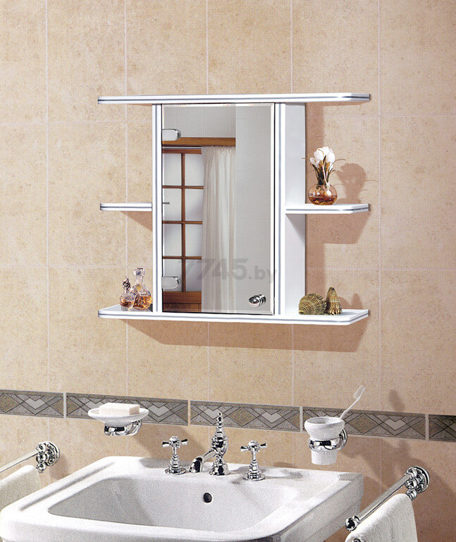 Шкаф с зеркалом для ванной ГАММА 15М левый (4853) - Фото 4