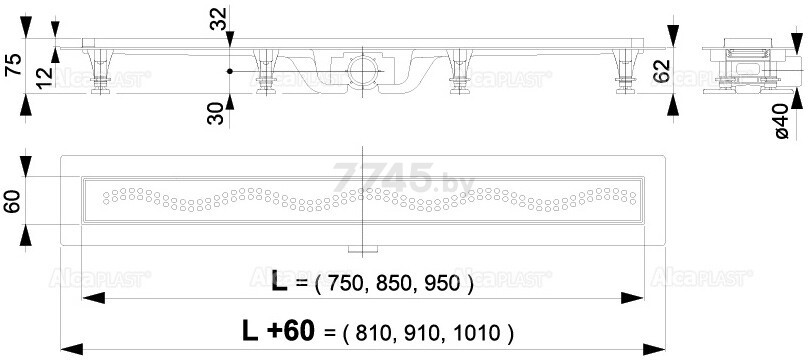 Водоотводящий желоб с порогами для перфорированной решетки ALCAPLAST (AG100101550) - Фото 3