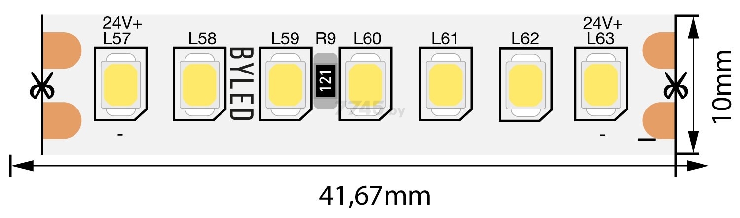 Лента светодиодная BYLED Pro BLS 2835/168 17 Вт/м 24В 3500К (019093)