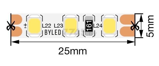 Лента светодиодная BYLED Standart BLS 2835/120 9,6 Вт/м 12В IP20 6000К (019070) - Фото 4