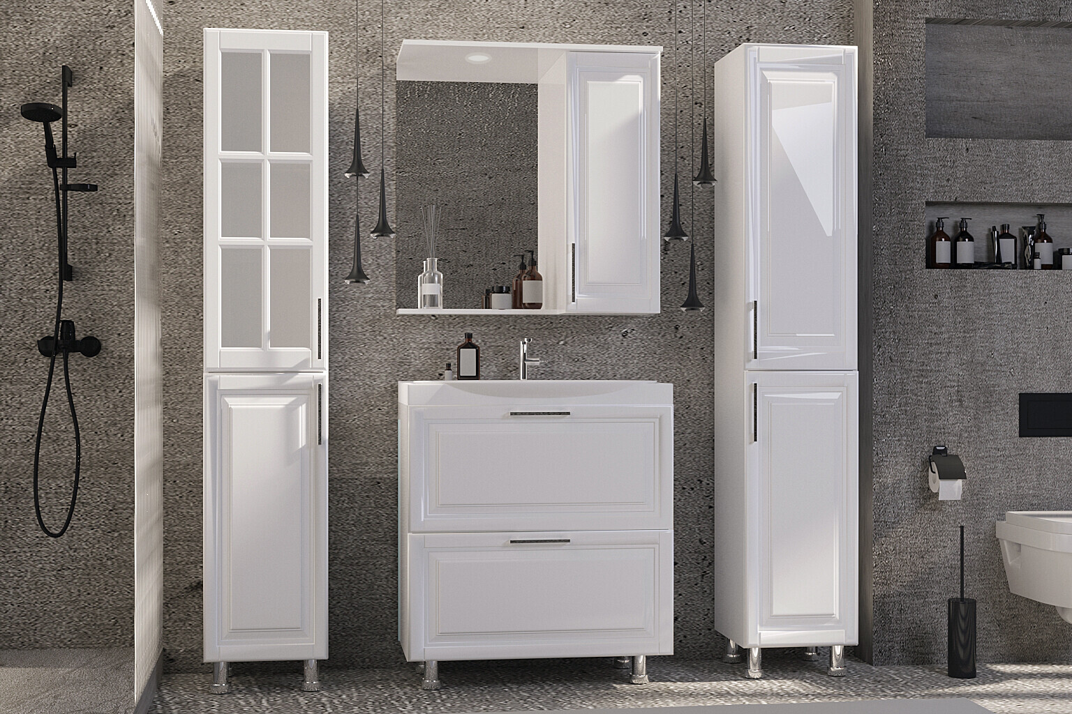 Шкаф с зеркалом для ванной GARDA Alba-3 850R (Alba3-850R) - Фото 2