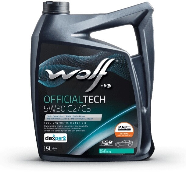 Моторное масло 5W30 синтетическое WOLF OfficialTech C2/C3 5 л (65629/5)