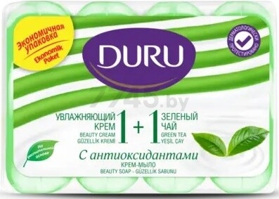 Крем-мыло туалетное DURU 1+1 Увлажняющий крем & Зеленый чай 4х80 г (9261113534)
