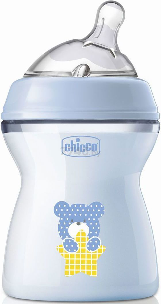 Бутылочка для кормления CHICCO Natural Feeling от 2 мес 250 мл голубой (00081323200000)