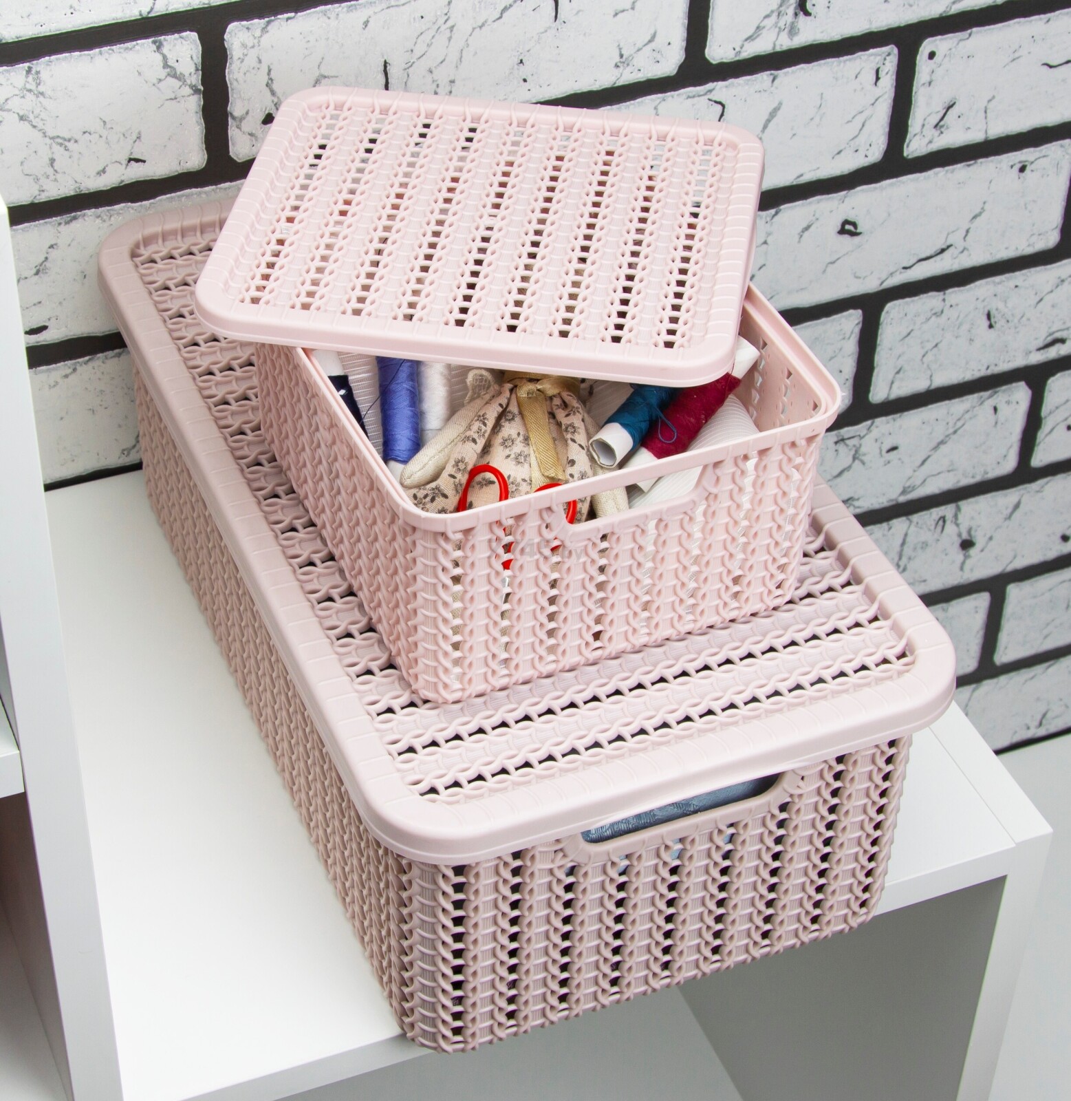 Коробка для хранения вещей 6 л IDEA Вязание чайная роза (М2370) - Фото 6