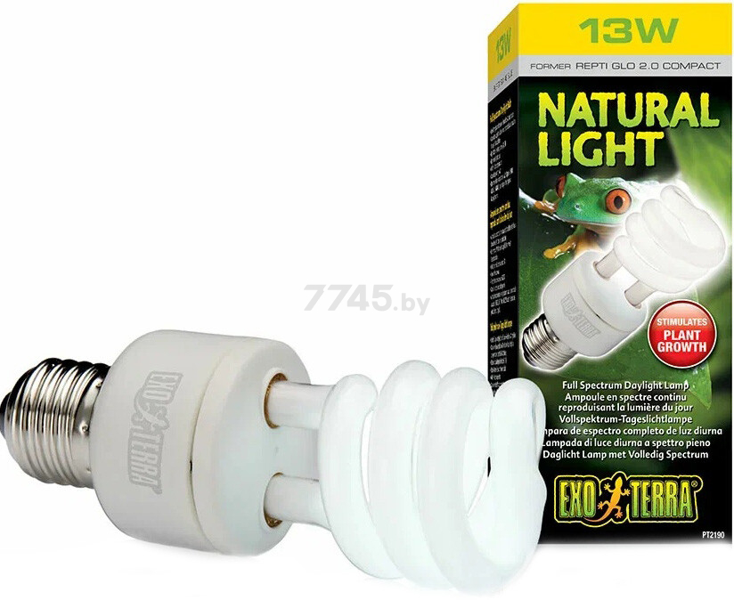 Лампа для террариума EXO TERRA Reptile Natural Light Former UVB2.0 Compact 13 Вт PT2190 (H221900) - Фото 2