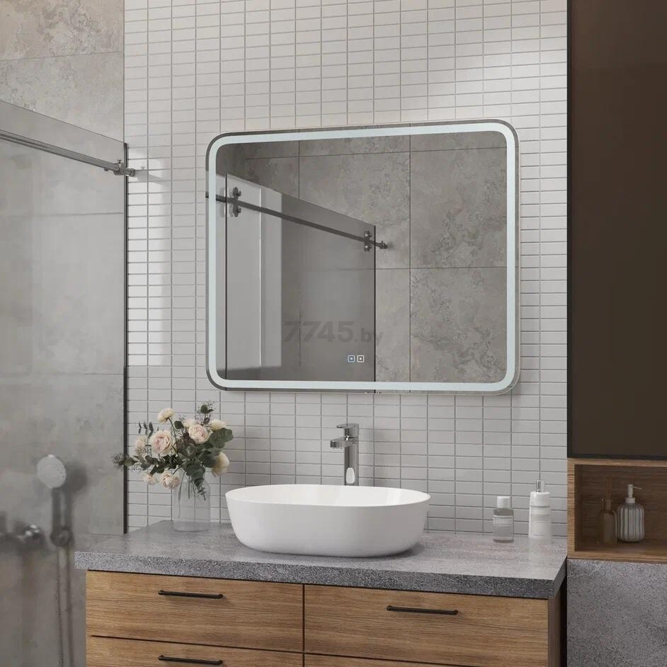 Зеркало для ванной с подсветкой КОНТИНЕНТ Russo LED 800х700 с подогревом (ЗЛП2498) - Фото 6
