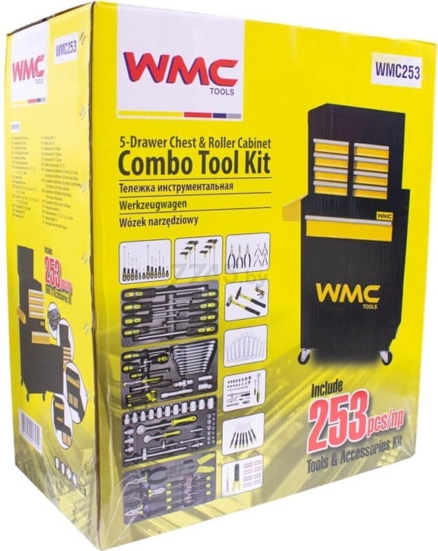 Тележка инструментальная WMC TOOLS с инструментом 253 предмета (WMC-WMC253) - Фото 20