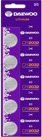 Батарейка CR2032 DAEWOO Lithium 3 V 5 штук (5030268)
