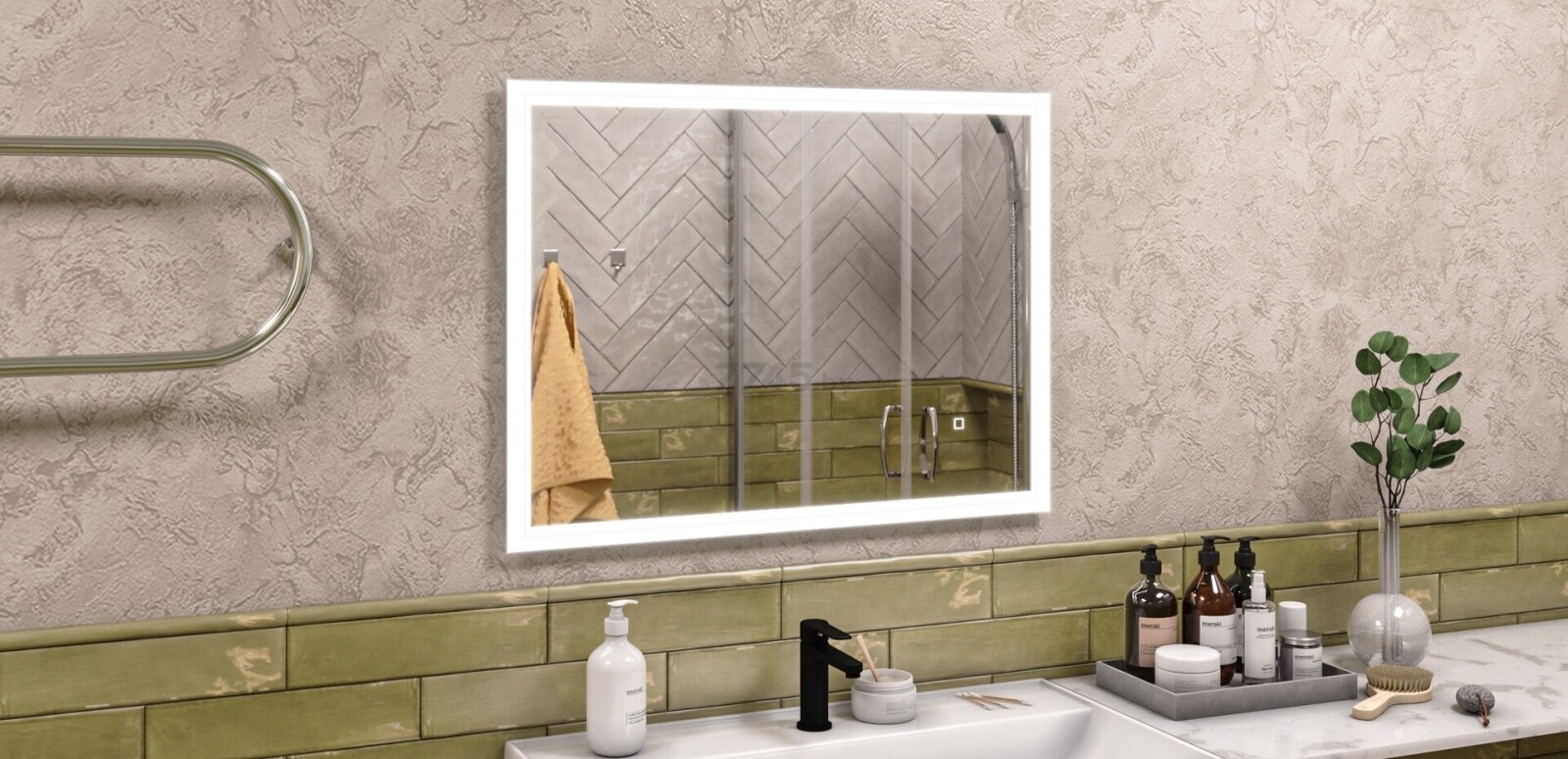 Зеркало для ванной с подсветкой ДОМИНО Лондон 800х600 (GL7019Z) - Фото 8