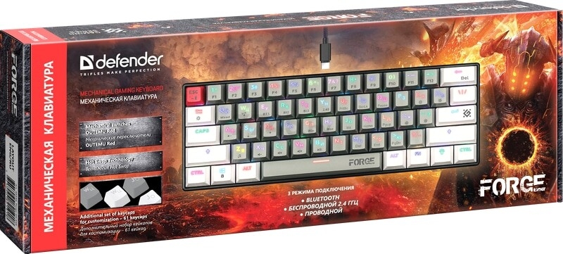 Клавиатура игровая беспроводная механическая DEFENDER Forge GK-345 красные свитчи  (45346) - Фото 19