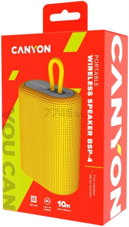 Колонка портативная беспроводная CANYON BSP-4 Yellow (CNE-CBTSP4Y) - Фото 7