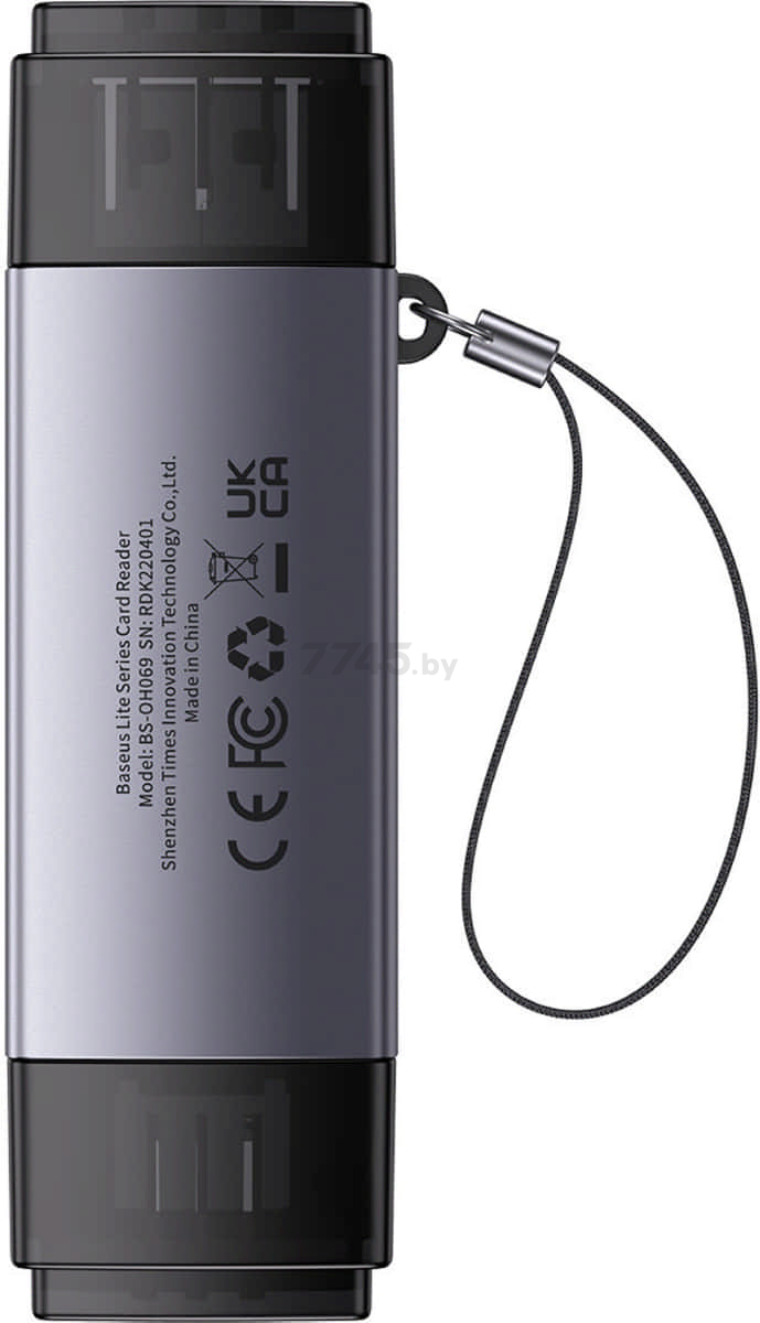 Картридер BASEUS Lite Series USB-A & USB-C to SD/TF Grey (WKQX060113) - Фото 3