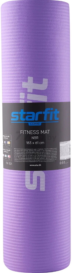 Коврик для йоги STARFIT FM-301 NBR фиолетовый пастель 183x61x1 (4680459118318) - Фото 7