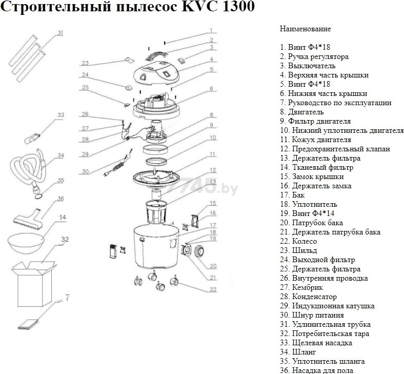 Пылесос строительный KOLNER KVC 1300 (8040400026) - Фото 10