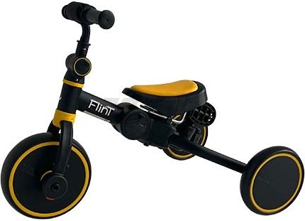 Велосипед-беговел детский трехколесный BUBAGO Flint с родительской ручкой черно-желтый (BG-FP-109-6) - Фото 2