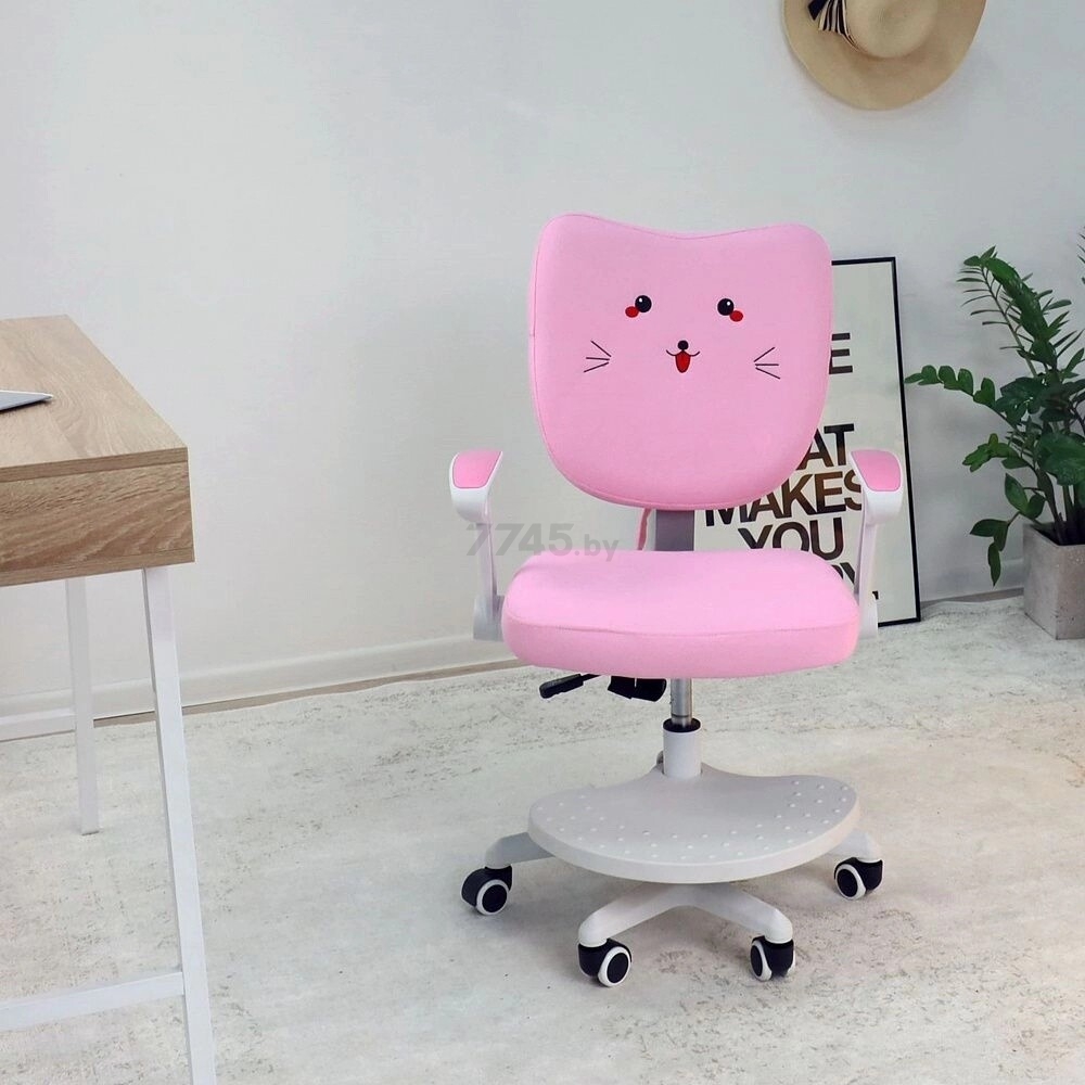 Кресло компьютерное AKSHOME Catty White ткань котенок розовый (84763) - Фото 4