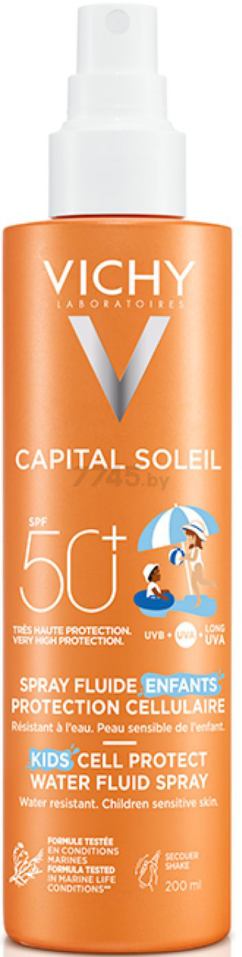 Спрей солнцезащитный детский VICHY Capital Soleil для детей легкий водостойкий SPF50+ 200 мл (0371045533)