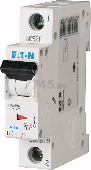 Автоматический выключатель EATON PL6 1P 16A C 6 (286533)