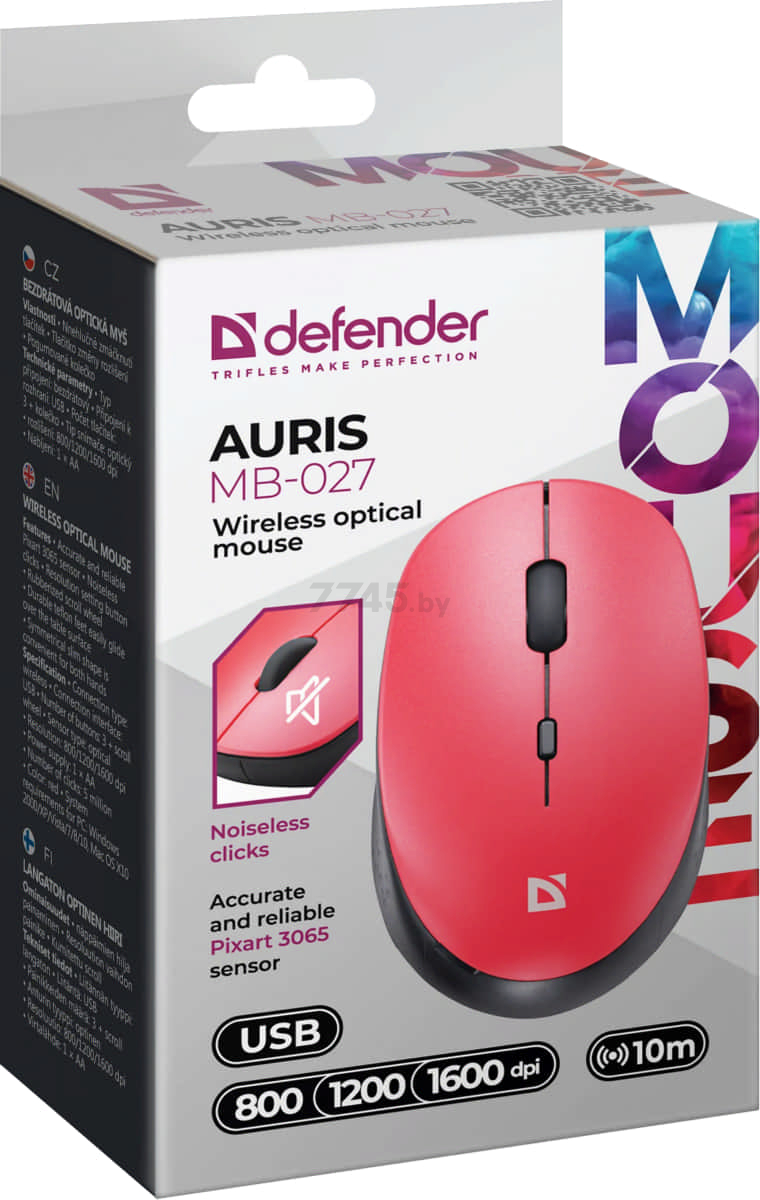 Мышь беспроводная DEFENDER Auris MB-027 Red (52026) - Фото 5