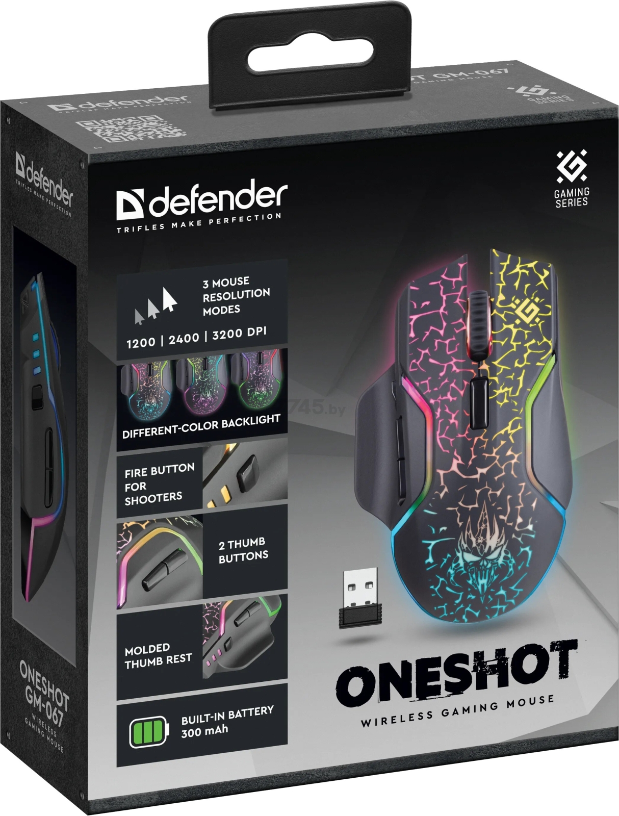 Мышь игровая беспроводная DEFENDER Oneshot GM-067 (52067) - Фото 2